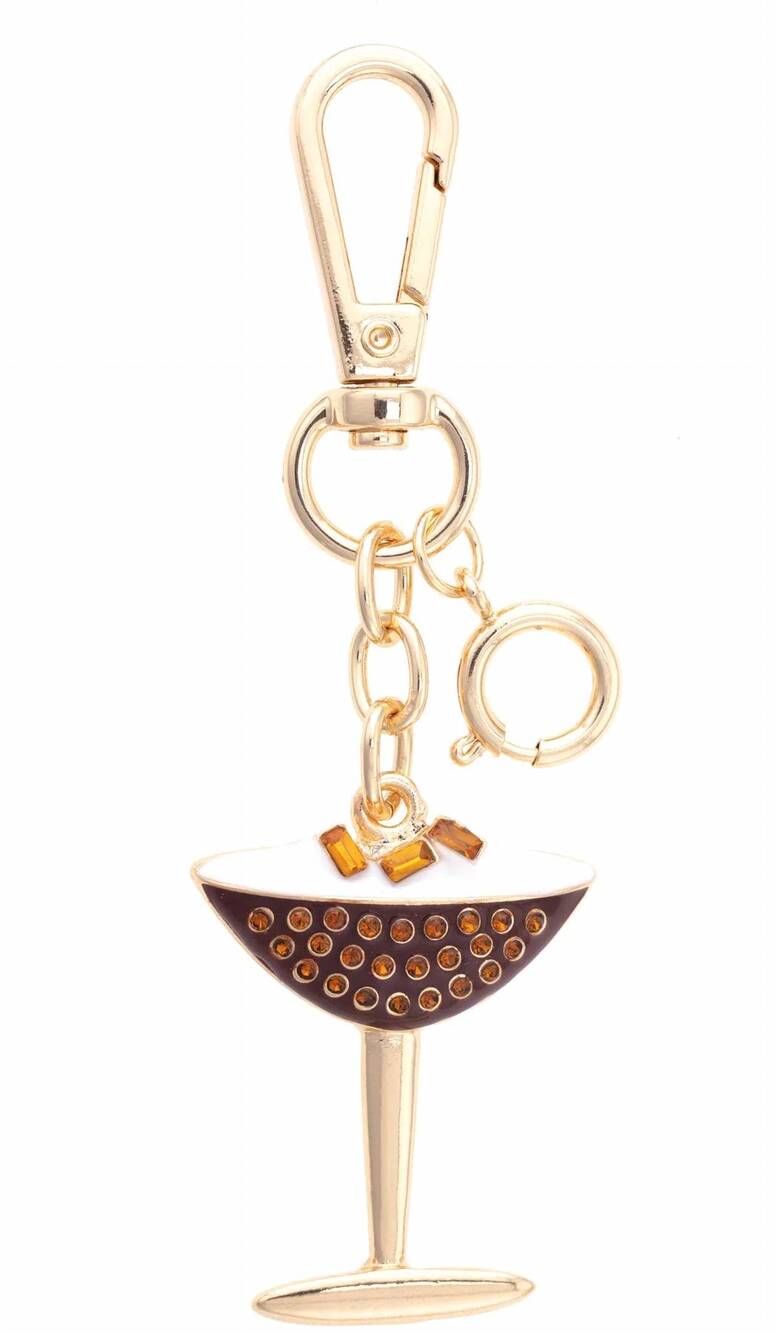 NEW CANVAS STYLE espresso martini enamel bag charm in brown & white